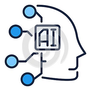 AI Head vector Artificial Intelligence Head colored icon or design element