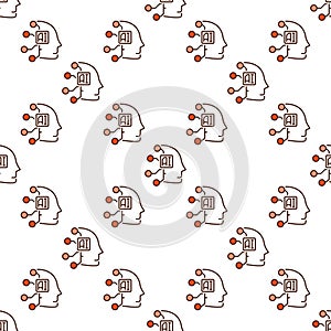 AI Head vector Artificial Intelligence Head colored seamless pattern