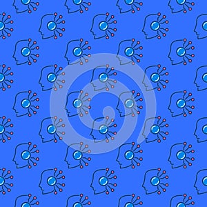 AI Head vector Robot concept colored seamless pattern