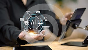 AI Hologram for Education and Digital Learning Technology in Modern Classroom