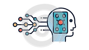 AI Human Brain Interface, Cognitive Computing Icon, vector design Generative AI
