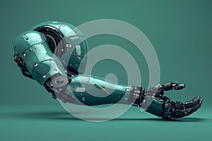 Ai and human interaction touching the future of digital data technology on a blue background