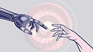 AI Humanoid Hand Connection Artificial Intelligence Vector, vector design Generative AI