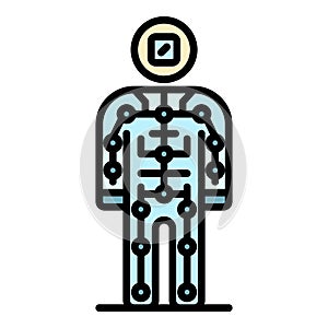 Ai humanoid icon color outline vector