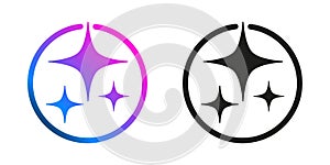 AI icon, artificial intelligence star logo generation, colored magic generate AI button, generated sign, chat with AI application photo