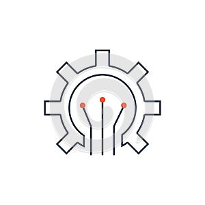 AI icon line art style machine learning intelligent robot and cloud computing network artificial intelligence digital technology