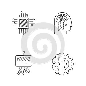AI icons set. Artificial intelligence icons. Editable Stroke