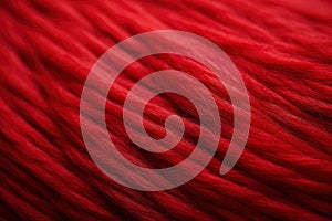 An AI illustration of close up shot of red wool used for knitting clothes and knitting clothes