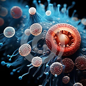 AI illustration of a microscopic image of protozoa.