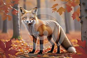 AI illustration of a playful red fox, eyes sparkling with inquisitiveness