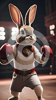 ai illustration of a rabbit becoming a skilled boxer