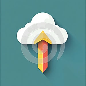 AI image Cloud computing transfer concept flat design with arrow symbolizing data upload process