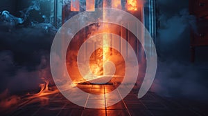 Fire Erupts Through the Doors of room, Creating Thick Smoke and Dangerous Conditions at Midnight