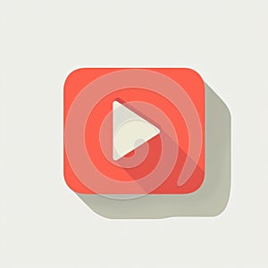 AI image Flat design red play button icon for media platforms interface technology
