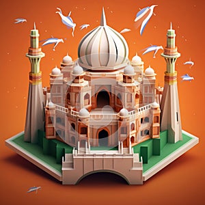 Ai Image Generative Craftwork Model of the Taj Mahal.