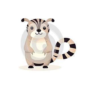 Ai Image Generative Raccoon youngster standing on white background.