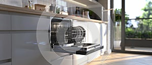 AI Image Generator of dishwasher in Clean and modern kitchen
