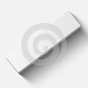 AI image Minimalist Long Rectangular White Box on Clean Background with Shadow. Package Mockup for
