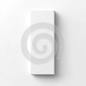 AI image of a minimalist pristine white rectangular box casting soft shadows on a clean white
