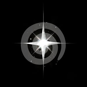 AI image Sparkling star light effect in dark space for celebration or festive design elements