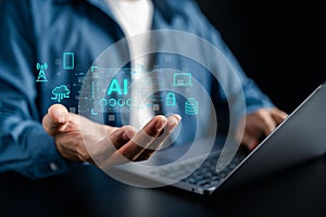 AI infrastructure technology with artificial intelligence surrounded by cloud computing, data