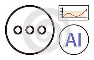 AI Integration with Analytics Chart and Messaging Interface Concept