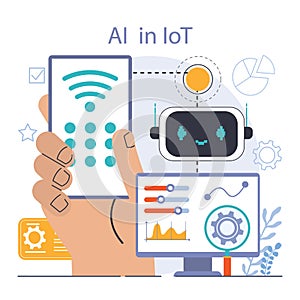 Ai integration. Artificial intelligence and human synergy. Neural network