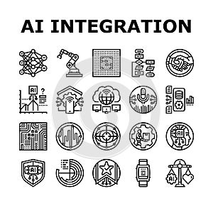 ai integration automation icons set vector
