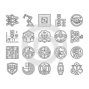 ai integration automation icons set vector