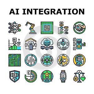 ai integration automation icons set vector
