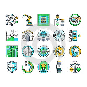 ai integration automation icons set vector
