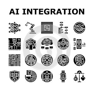 ai integration automation icons set vector