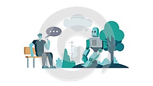 AI Interaction Future Human-Machine Dialogue, vector design Generative AI