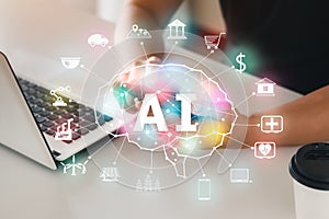 AI and IoT concepts of business.