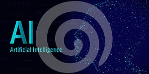 AI landing page design with artificial intelligence, high-tech blockchain set, neural network.