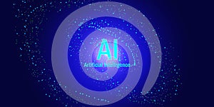 AI landing page design with artificial intelligence, high-tech blockchain set, neural network.