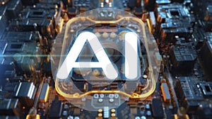 AI Learning and Artificial Intelligence Concept. Business, modern technology, internet and networking concept photo