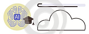 AI Learning and Cloud Connectivity Concept with Neural Network and Graduation Cap
