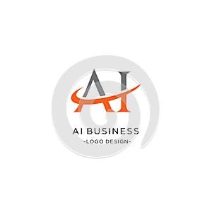 AI Letter Logo Design with Serif Font and swoosh Vector Illustration