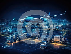 AI in logistics and supply chain management concept, transportation logistics optimization, Smart Logistics. Generative