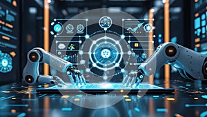 AI Machine Learning and Big Data Automation in Business and Industrial Virtual Technology Concept photo