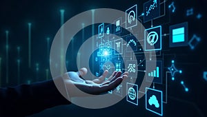 AI Machine Learning and Big Data Automation in Business and Industrial Virtual Technology Concept photo