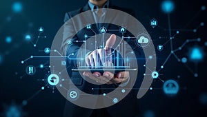 AI Machine Learning and Big Data Automation in Business and Industrial Virtual Technology Concept photo
