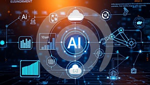 AI Machine Learning and Big Data Automation in Business and Industrial Virtual Technology Concept photo