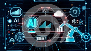 AI Machine Learning and Big Data Automation in Business and Industrial Virtual Technology Concept photo