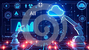 AI Machine Learning and Big Data Automation in Business and Industrial Virtual Technology Concept photo