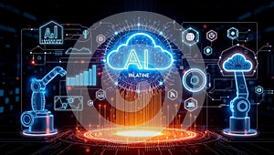 AI Machine Learning and Big Data Automation in Business and Industrial Virtual Technology Concept photo