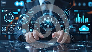 AI Machine Learning and Big Data Automation in Business and Industrial Virtual Technology Concept photo