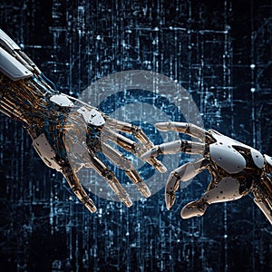 Robot hand system concept integration and coordination of artificial intelligence technology.
