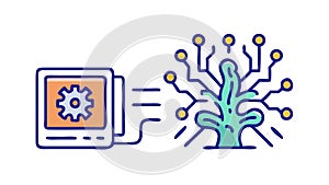 AI Machine Learning Neural Networks Data Flat Icon, vector design Generative AI